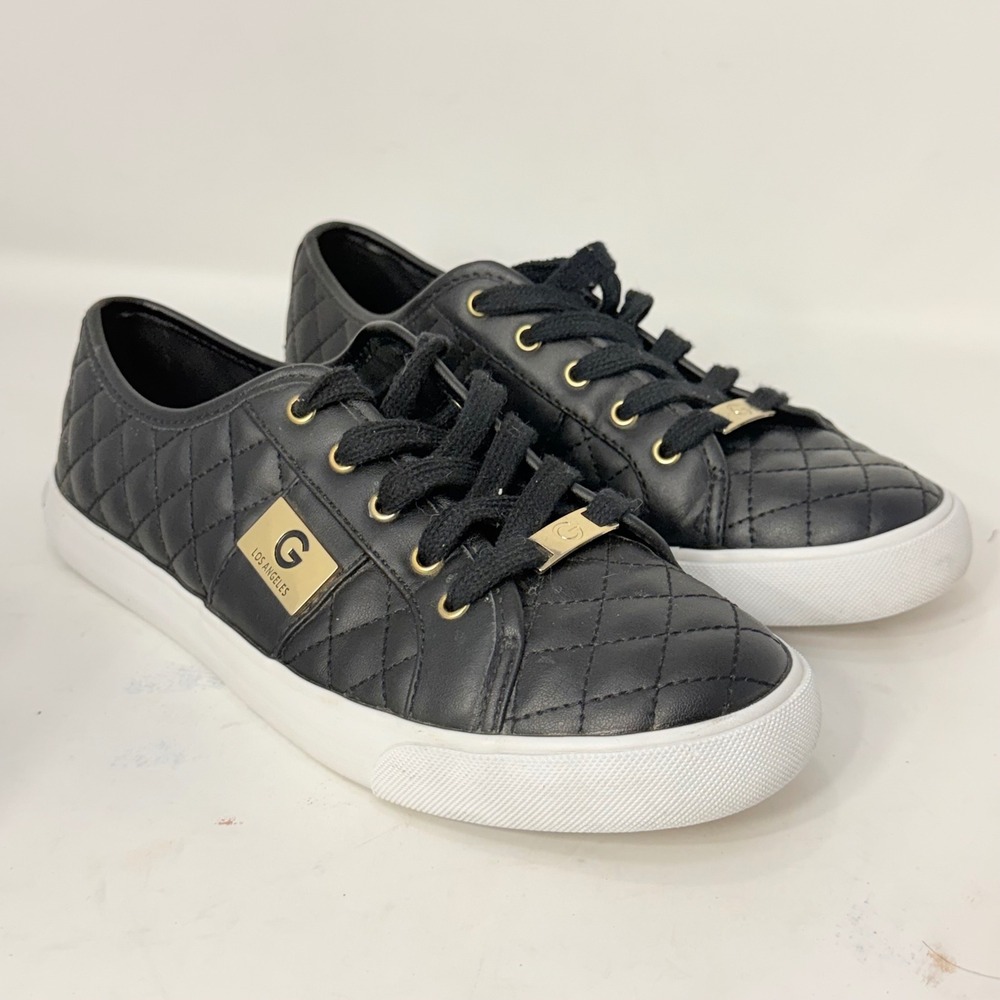 GBG Los Angeles Backer 2 Womens Black Quilted Gold Logo Sneakers 8.5 M GGBACKER2